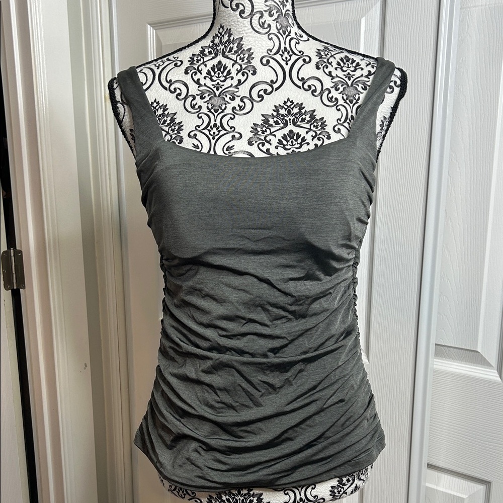 Athleta Silver Gray Tankini Swim Top Underwire Padded 36 B/C